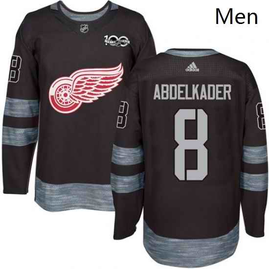 Mens Adidas Detroit Red Wings 8 Justin Abdelkader Authentic Black 1917 2017 100th Anniversary NHL Jersey